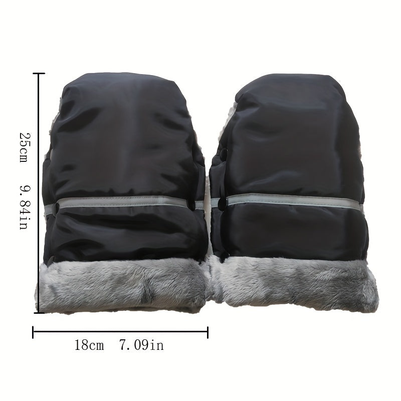 Waterproof Stroller Hand Muffs for Adults Windproof Plush Fleece Lined Gloves