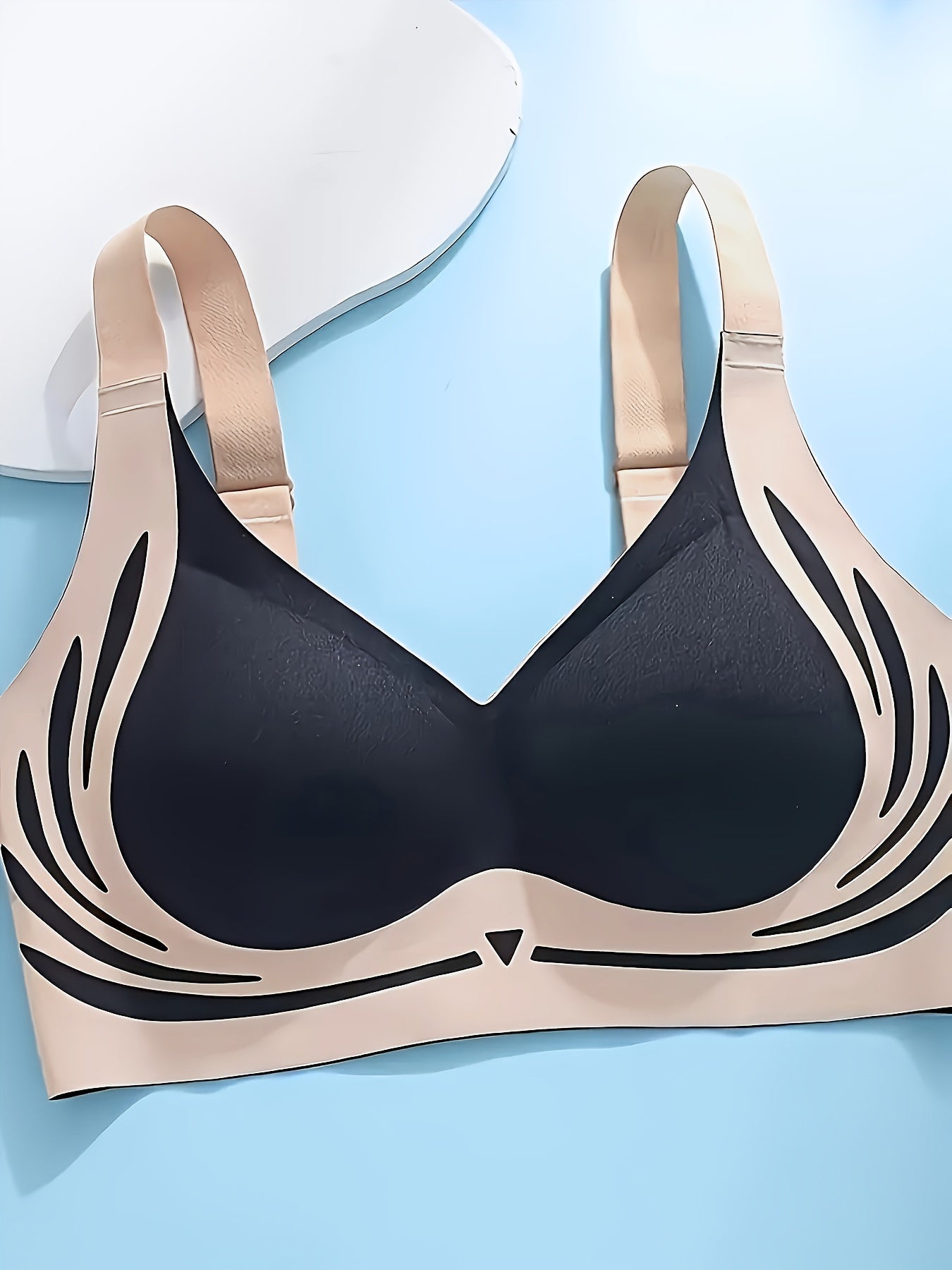 Women’s Wireless Push-Up Bra with Color Block Design Comfortable Lingerie