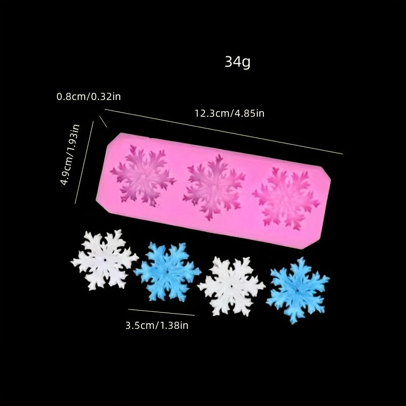 Silicone Snowflake Fondant Mold for Cake Chocolate Biscuits Candy Jelly Pudding Christmas Baking