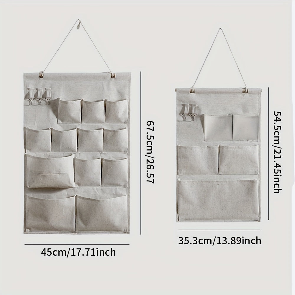 Fabric Wall-Mounted Storage Organizer with Four Pockets for Bedroom and Dorm