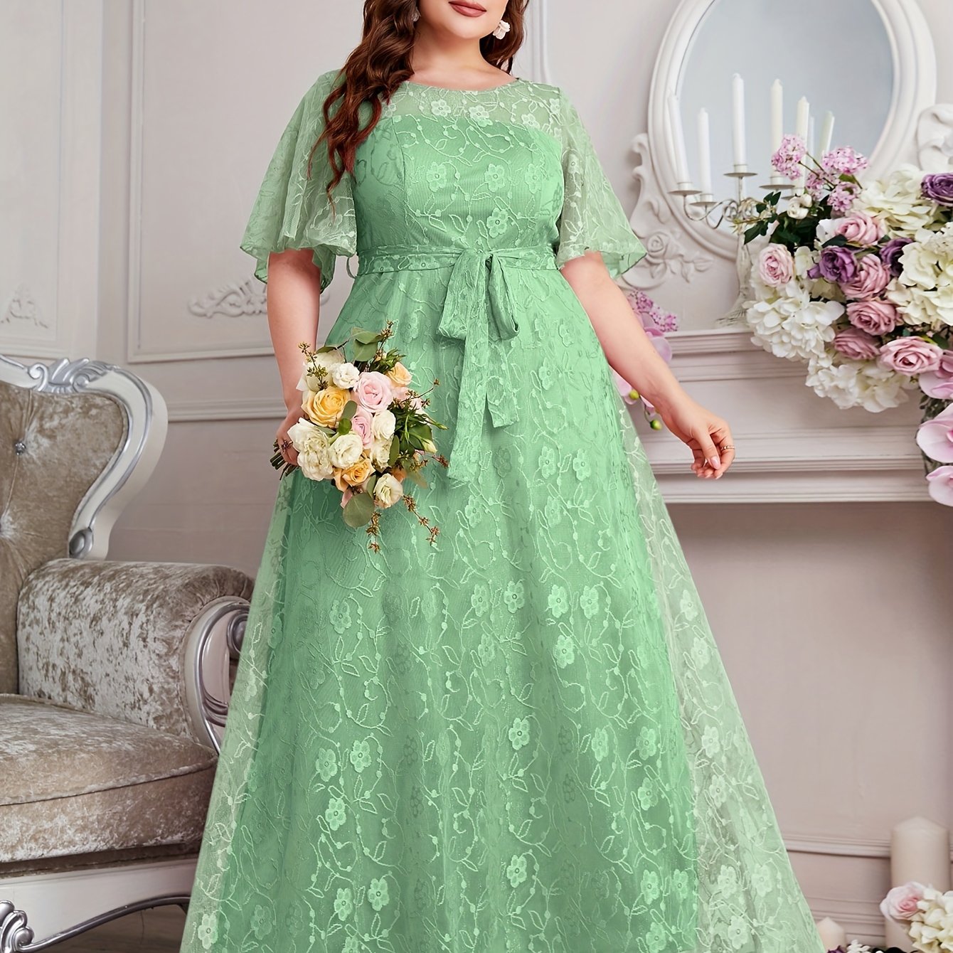 Plus Size Summer High-Waisted Lace Skirt for Women All-Season Elegant Long Length