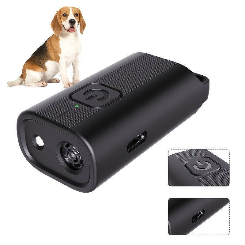Mini Ultrasonic Dog Repeller with LED Light USB Rechargeable Anti-Barking Trainer
