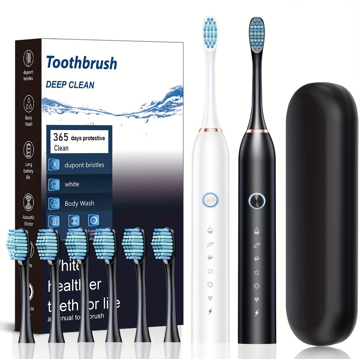Electric Toothbrush for Adults USB Rechargeable Deep Clean Soft Bristles Couples Automatic Cleaning