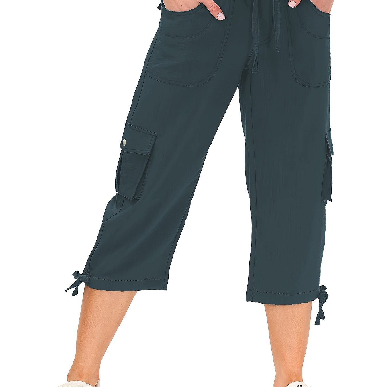 Women's Plus Size Cargo Capris Hiking Pants Lightweight Quick-Dry Outdoor