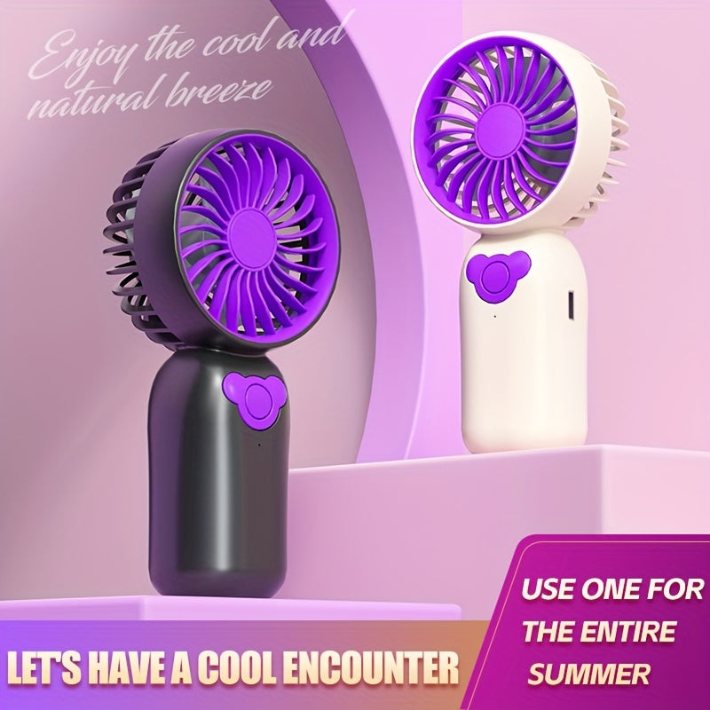 Mini Fan Portable Rechargeable Battery USB Charging 3-Speed Compact Black White