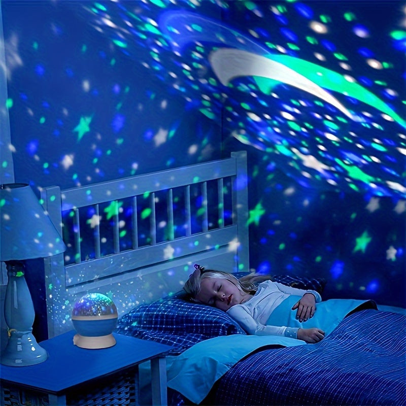 Colorful Rotating Starry Sky Projection Light for Romantic Bedroom Atmosphere