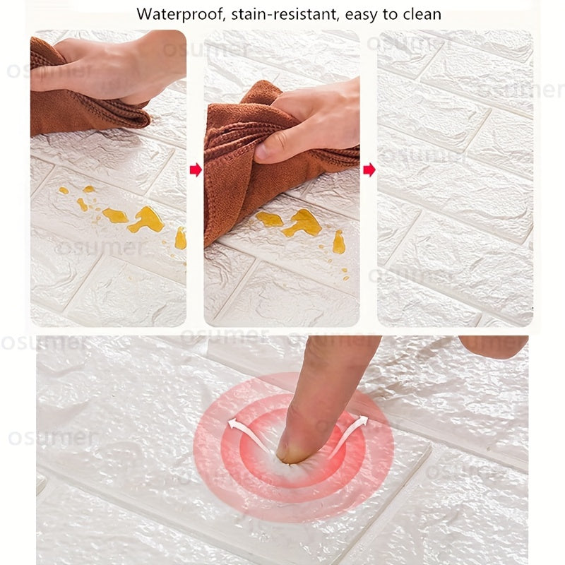 3D Wall Tile Stickers Self-Adhesive Waterproof Brick Pattern for Kitchen Bathroom Living Room Corridor 20/50/100 pcs