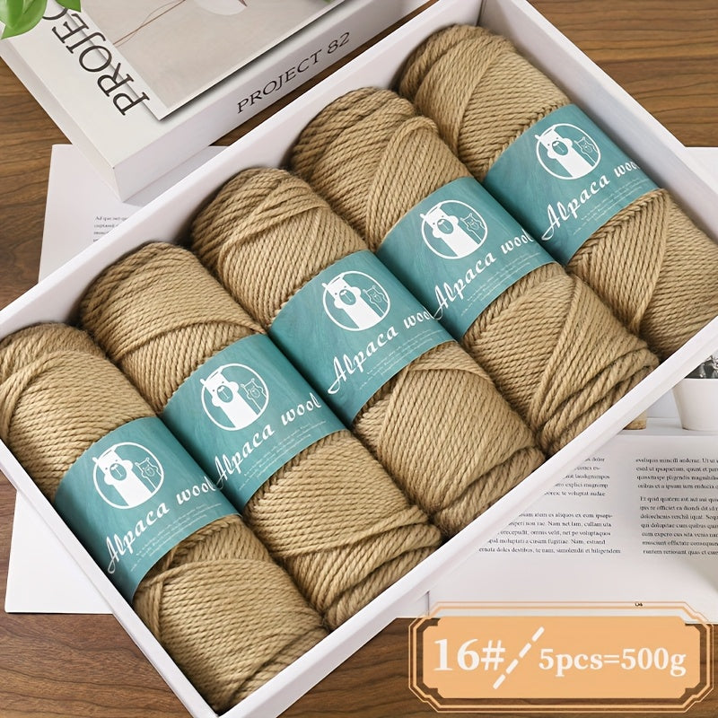 5-Pack Multicolor Alpaca Wool Yarn 500g Thick-Thin Self-Striping and Ombre