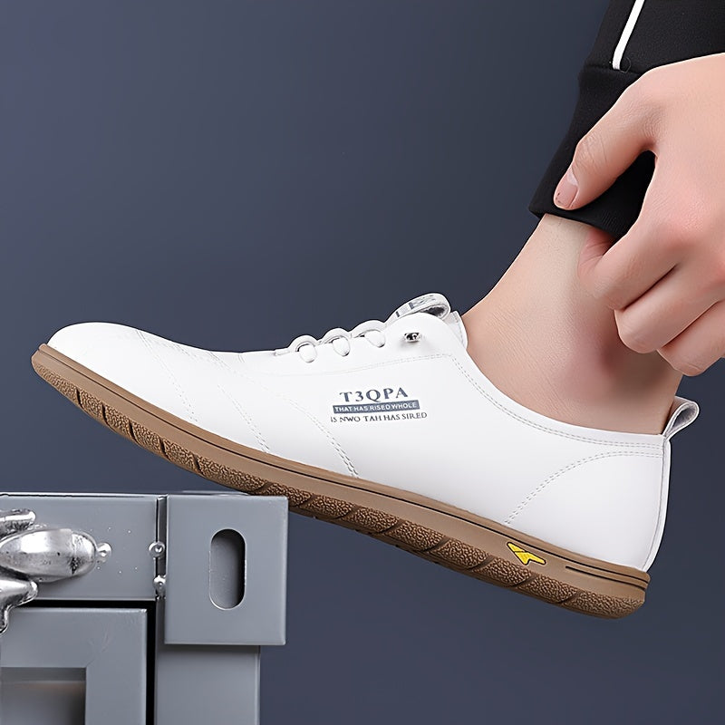 Men's All-Season Microfiber Synthetic Leather Walking Shoes with Non-Slip Rubber Sole