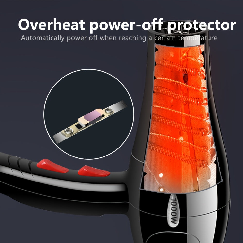 1000W Hair Dryer with No-Fold Handle, European Plug, 1.5-3m Cord, Plastic