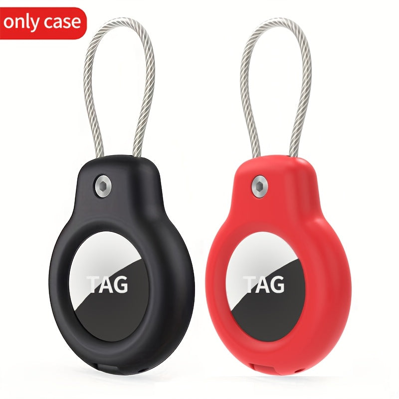 2 piezas de fundas protectoras de acero inoxidable para AirTag, llavero antirrobo, etiqueta de equipaje