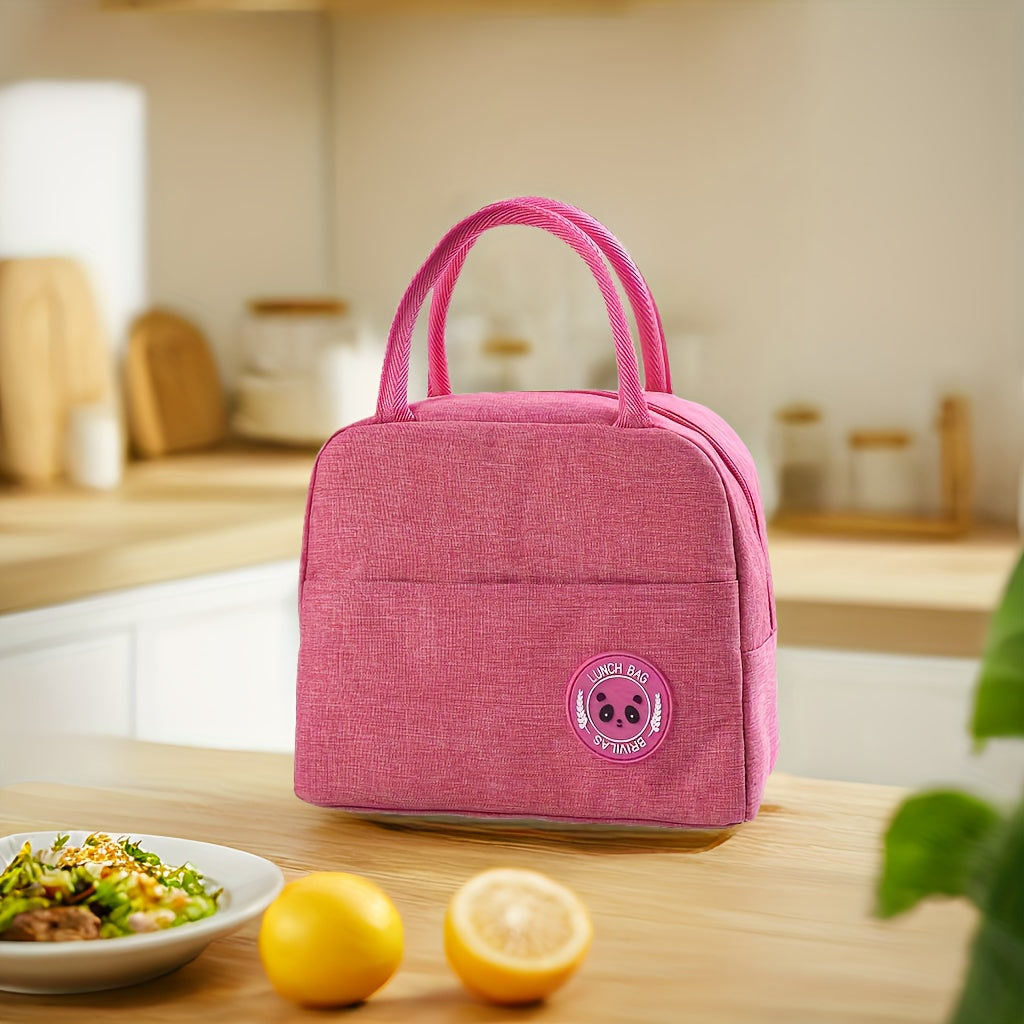 Bolsa de almuerzo de tela Oxford aislante con revestimiento de aluminio, portabento cuadrado