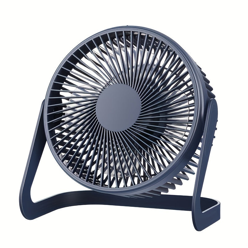 Портативный USB настольный вентилятор с регулируемой скоростью темно-синего цвета идеально подходит для использования в офисе, общежитии или дома. Предлагает несколько вариантов питания и может быть размещен гибко.
