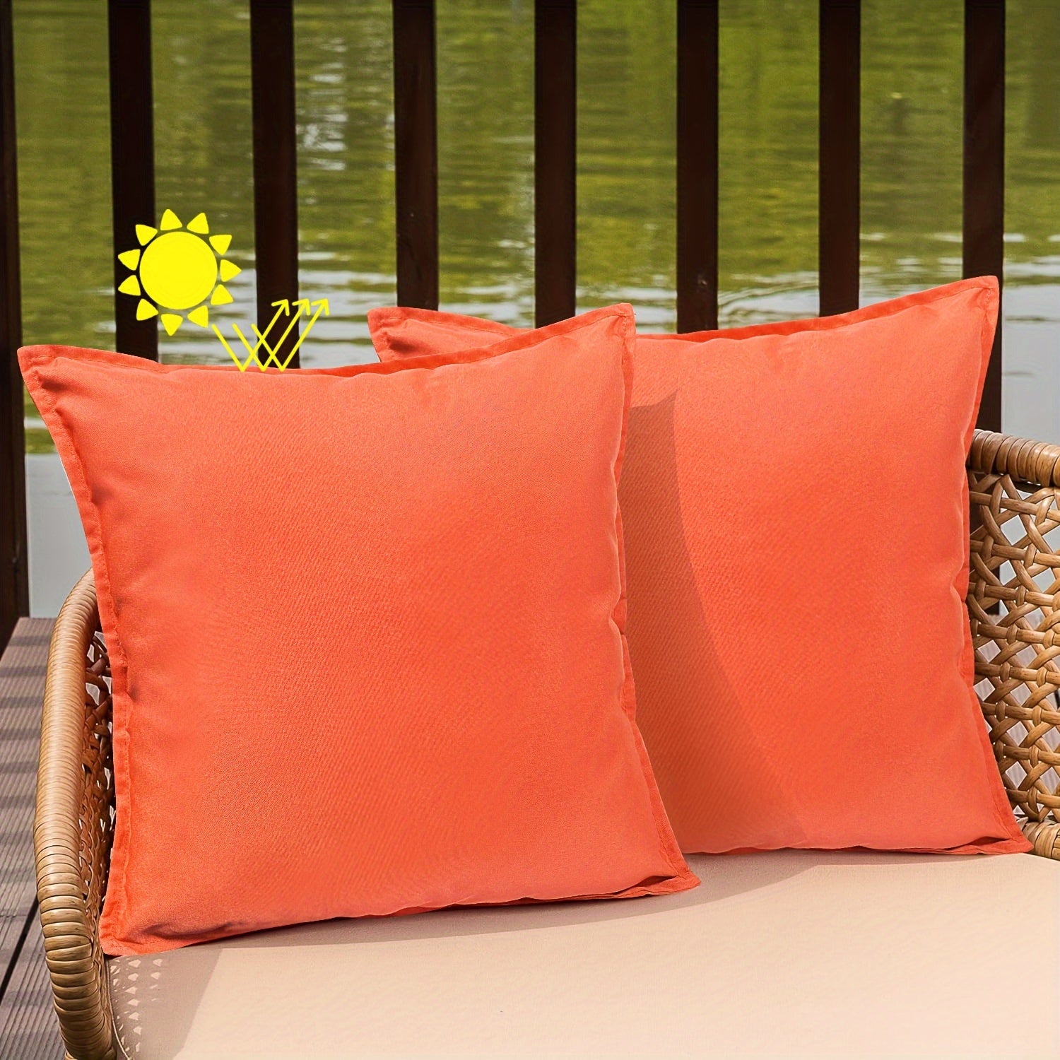 Green Outdoor Cushion Covers 2 Pack Zipper Polyester for Patio Garden Furniture