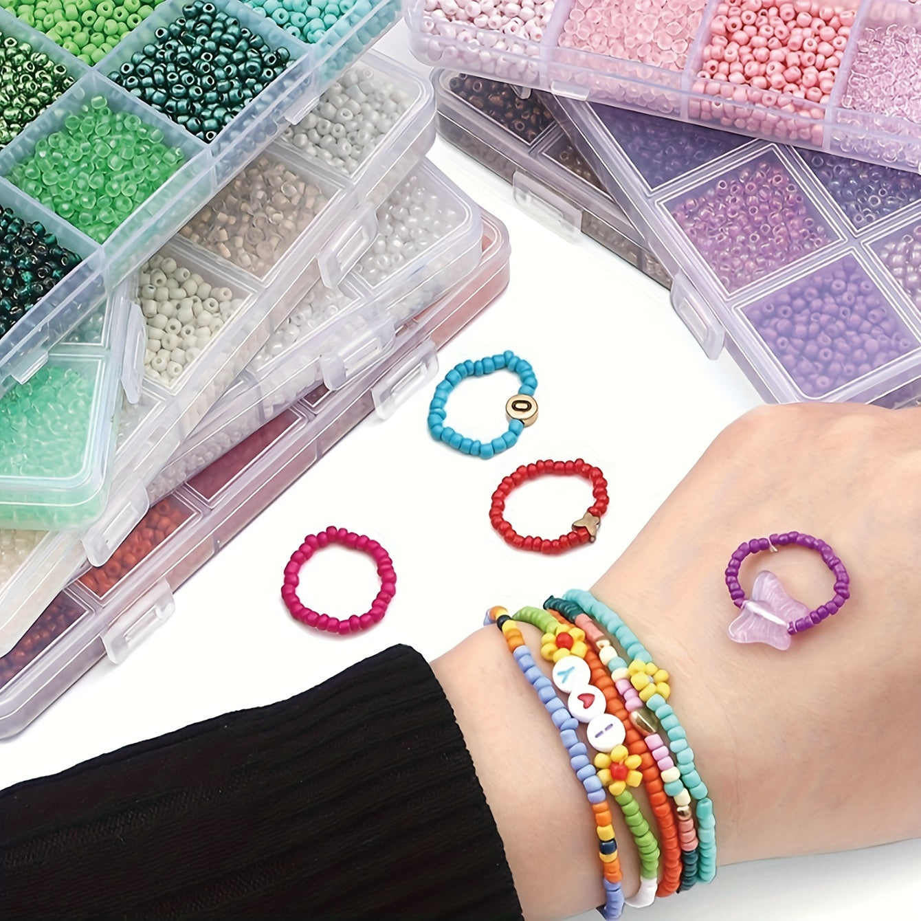 Jewelry Making Kit with Solid Color Rice Beads Tube Beads and Glass Beads