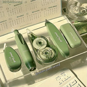 Juego de 5 cintas correctoras de degradado verde lima de gran capacidad, dispensador duradero de PP para escuela y oficina