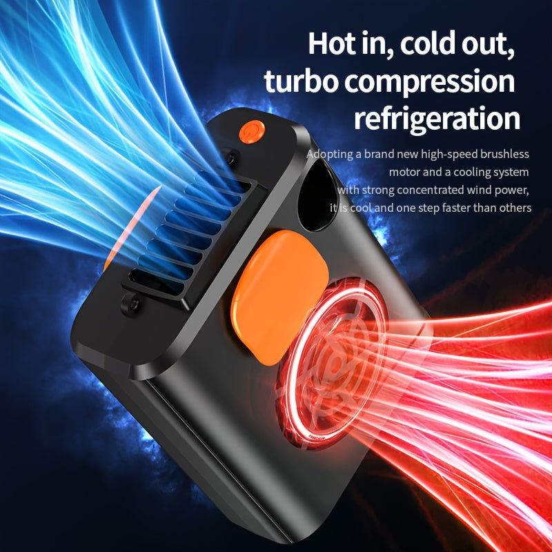 Orange Portable Wearable Neck Fan with Clip-On Design, Long Battery Life, Adjustable Speed