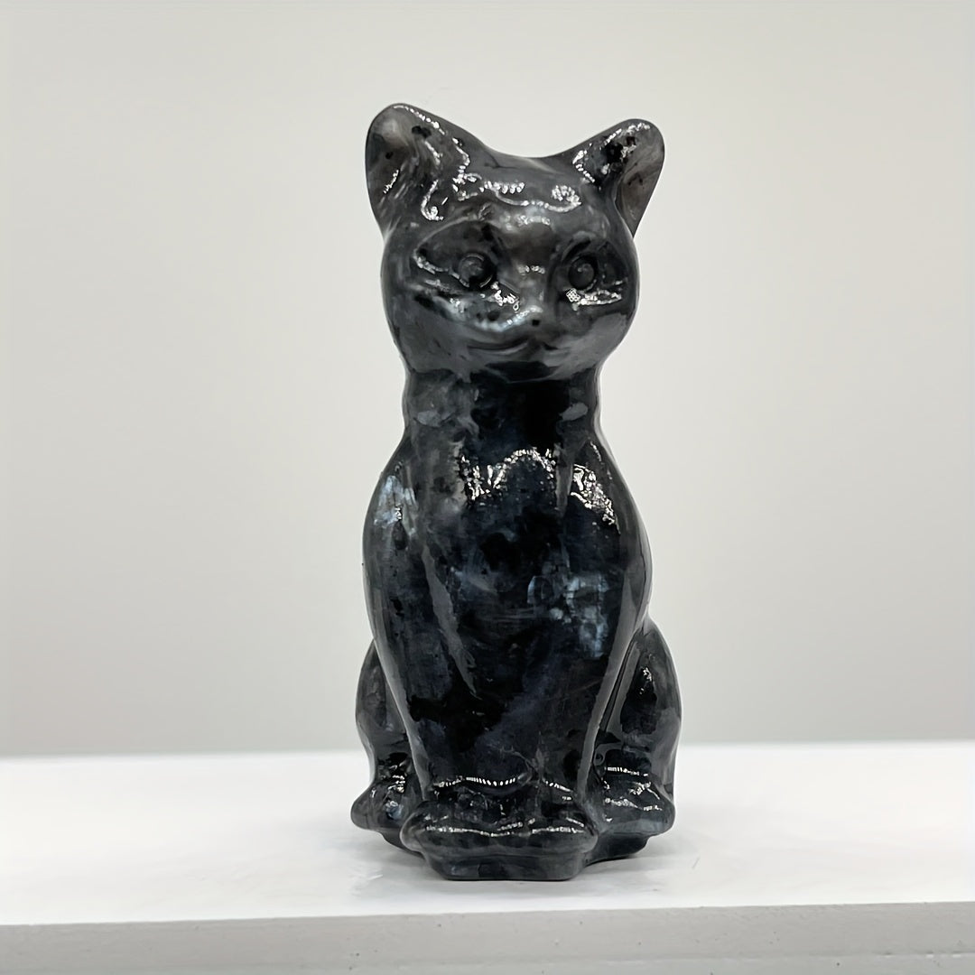 Натуральная кристальная резьба кота для домашнего декора, очаровательный стильный орнамент