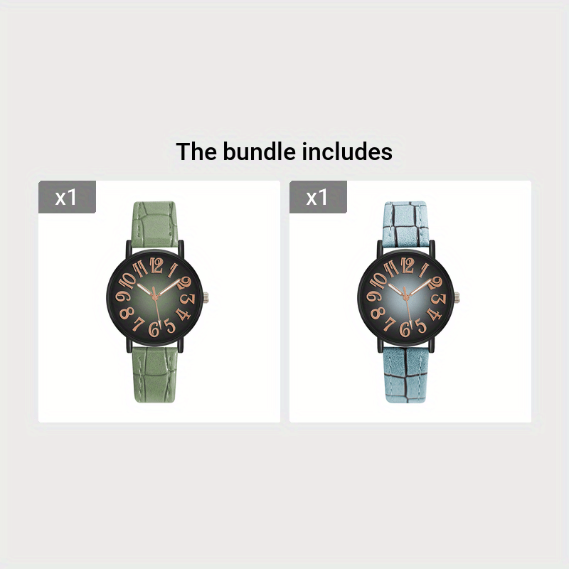 Women’s Quartz Watch with Vintage Gradient Dial and PU Leather Band