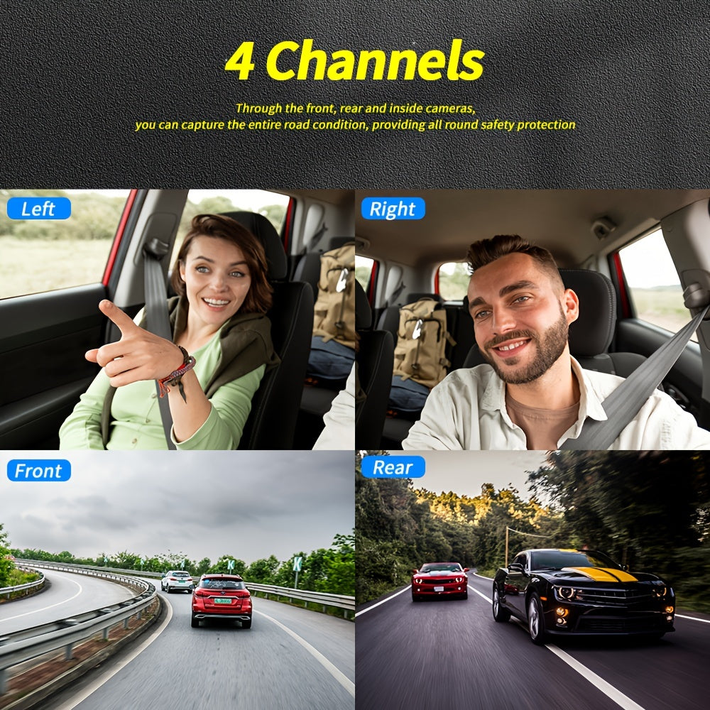 Wireless 4-Channel GPS Dash Cam with 24-Hour Parking Mode and 360° Recording