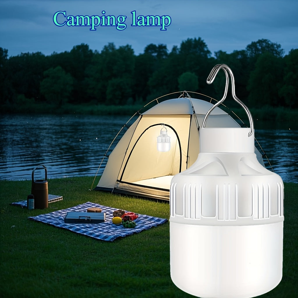 LED Reading Light Bulb Rechargeable with Hook 3 Speed Modes for Camping and Indoor Use
