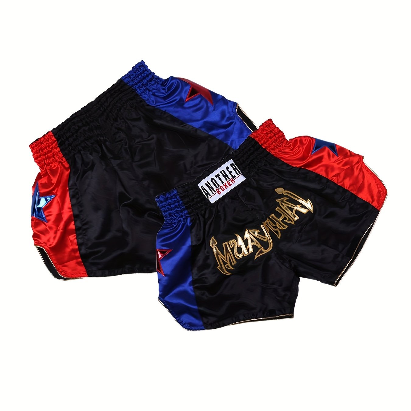 Boxing Training Shorts Lightweight Non-Stretch Polyester Padded Support for Combat Sports in Black Blue Red