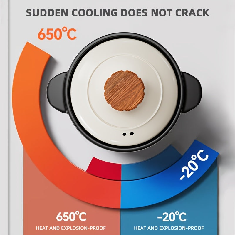 Cazo de cerámica con asas para hornear, guisar, resistente a altas temperaturas, fácil de limpiar