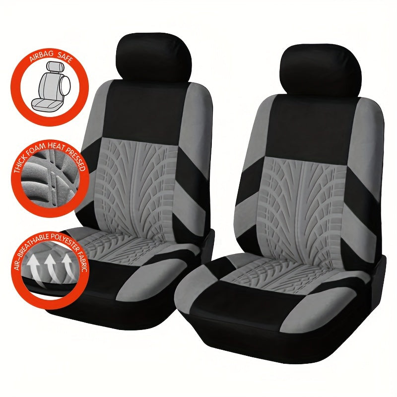 Universal Car Seat Covers Set Polyester Gray Black Tan Blue Red Front Pair