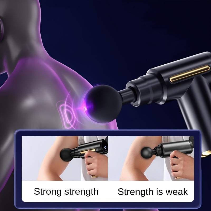 Masajeador eléctrico de fascia con 4 cabezales reemplazables, compacto y ligero para relajación post-ejercicio