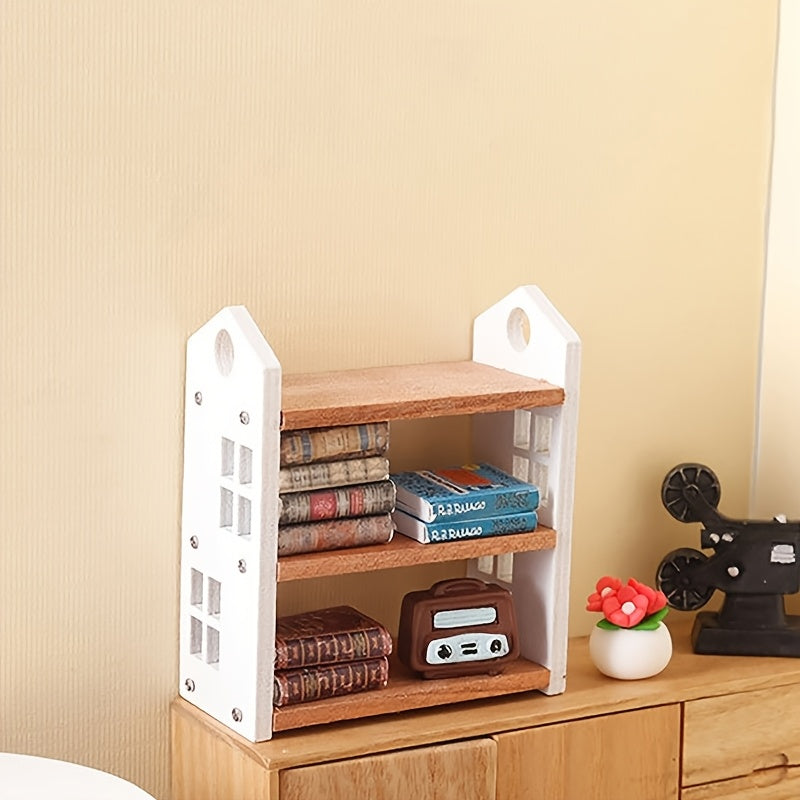 Dollhouse uchun Miniatür Oq Yog'och Polka - 1:12 Masshtab, Saqlash va Dekor uchun Ideal, Har qanday Xona yoki Oziq-ovqat O'yinlari uchun Mos, Ob11 Dollari bilan Mos keladi