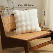 Rabbit Fur Plush Pillow Cover Reversible Sofa Cushion Case with Zipper