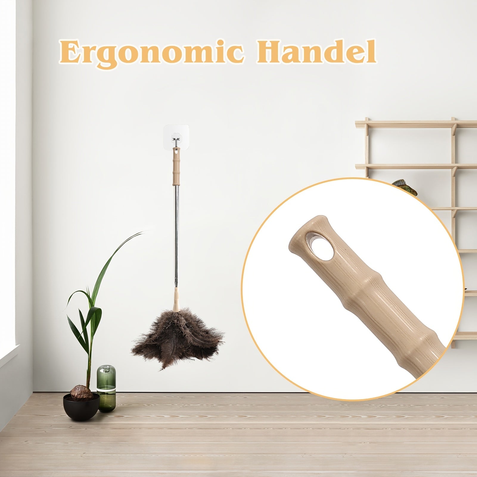 94-Inch Extendable Ostrich Feather Duster with Detachable Lint-Free Reusable Static Brush for Home and Car Cleaning