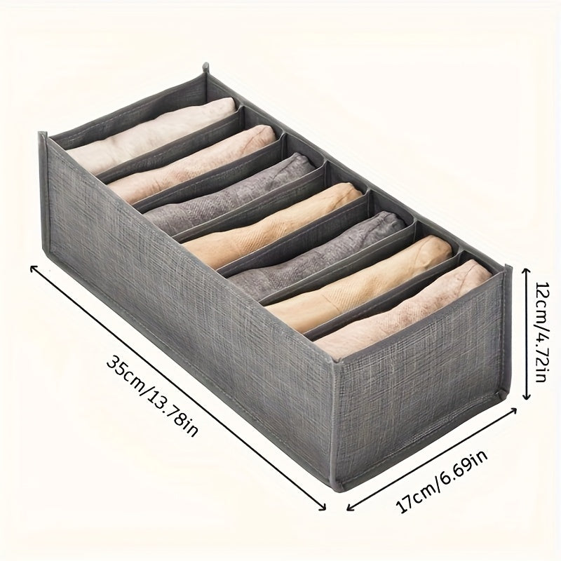 Juego de 4 cestas de almacenamiento de tela no tejida cepillada gris con 7 compartimentos para ropa y organización