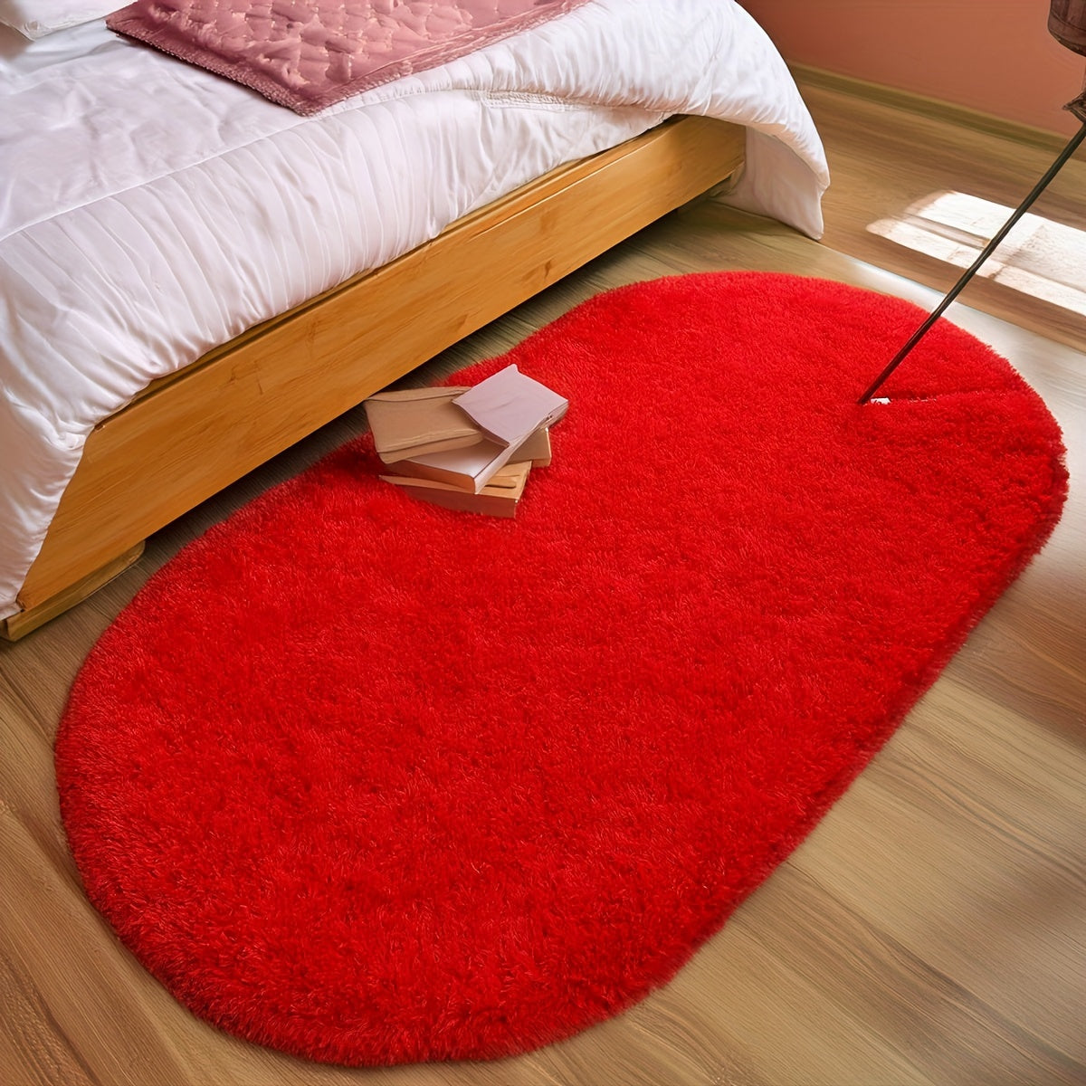 Soft Fluffy Oval Shaggy Area Rug for Bedroom Living Room with Thick Sponge