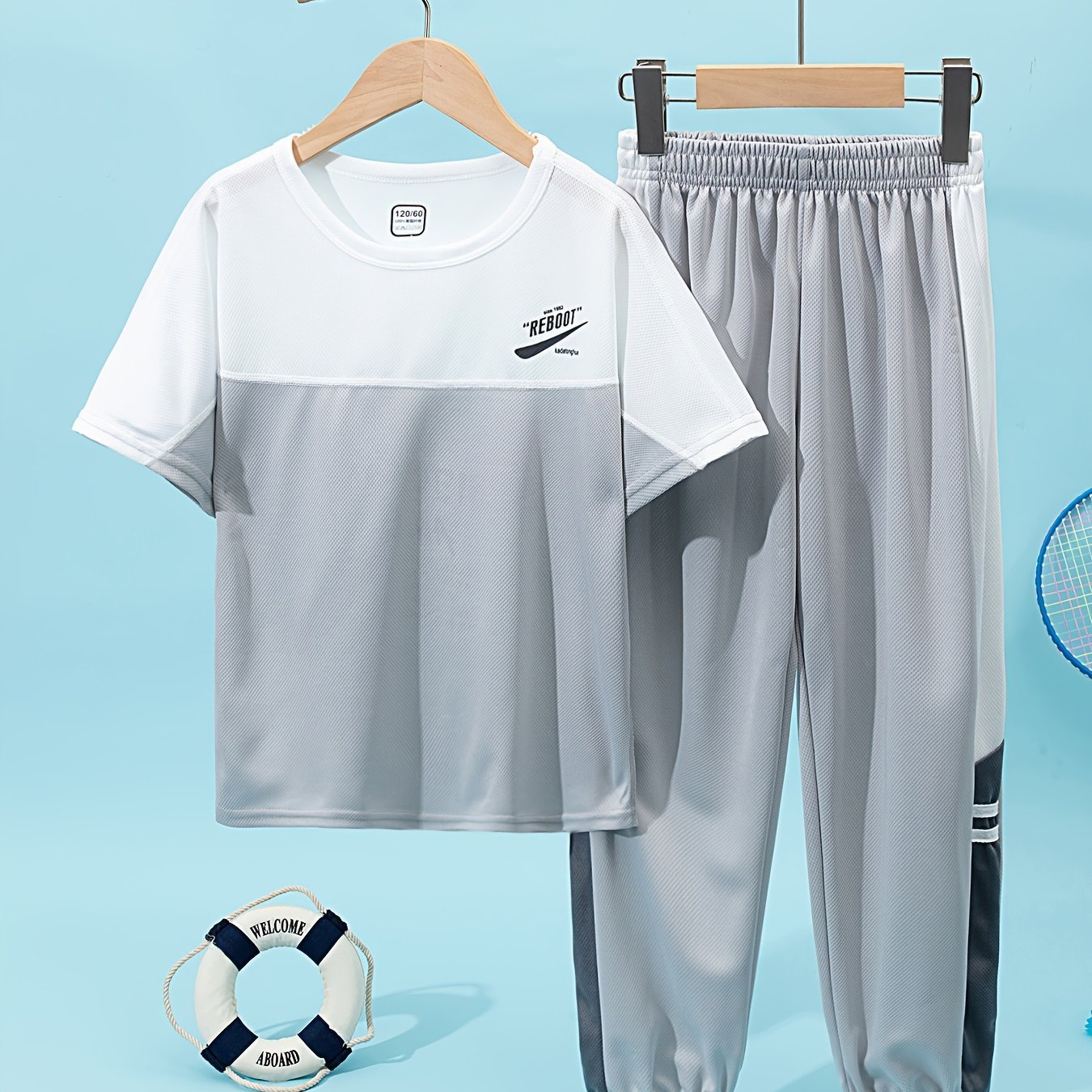 Boys Summer Sportswear Set Short Sleeve Tee and Long Pants Quick-Dry Athletic Outdoor Gear