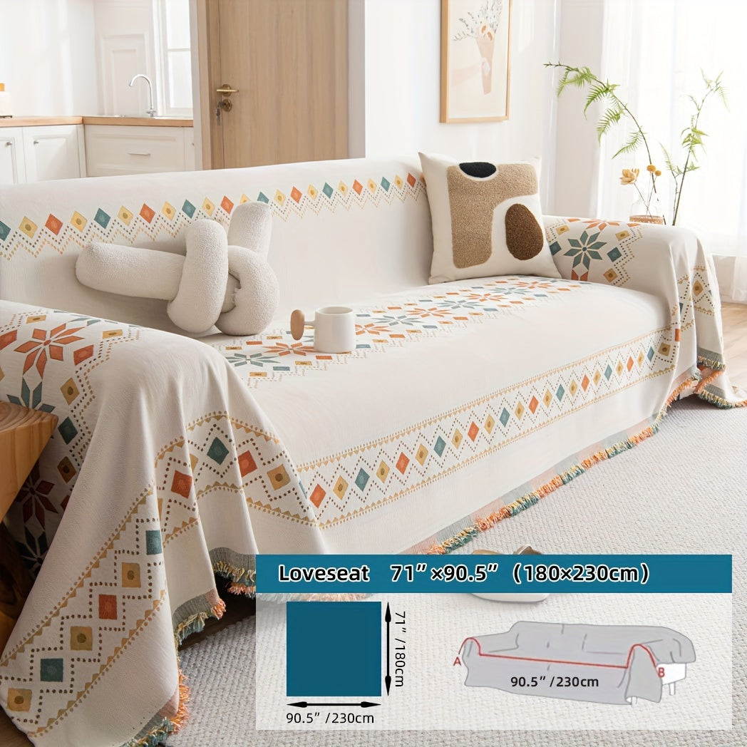Boho-Style Sofa Cover All Seasons Non-Slip for Living Room Bedroom Office