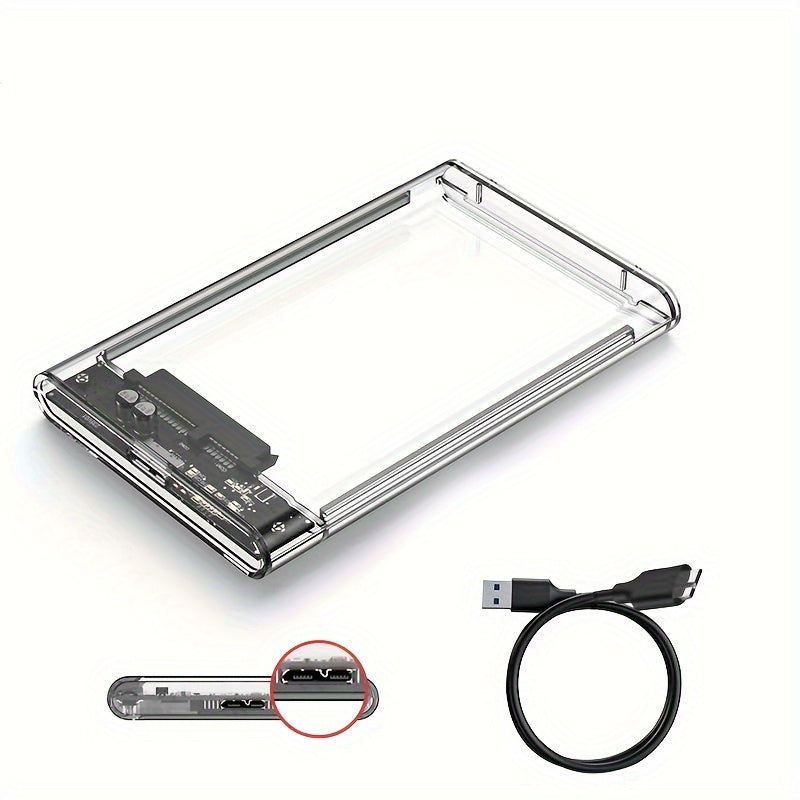 Transparent USB 3.0 External Hard Drive Enclosure for 2.5 Inch SATA HDD SSD