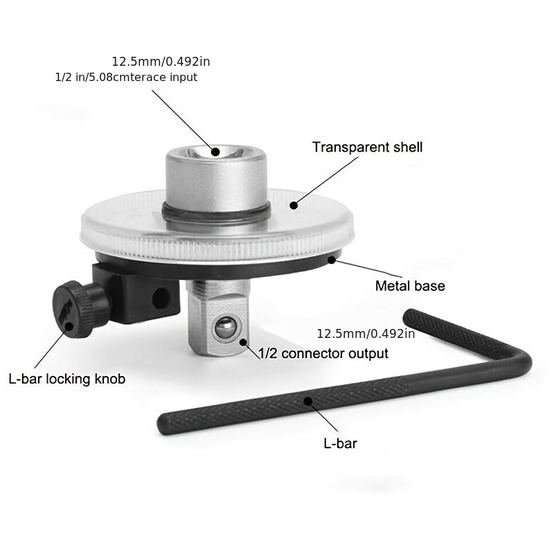 1/2 Inch Torque Wrench Angle Gauge Set, Adjustable, Professional Tool
