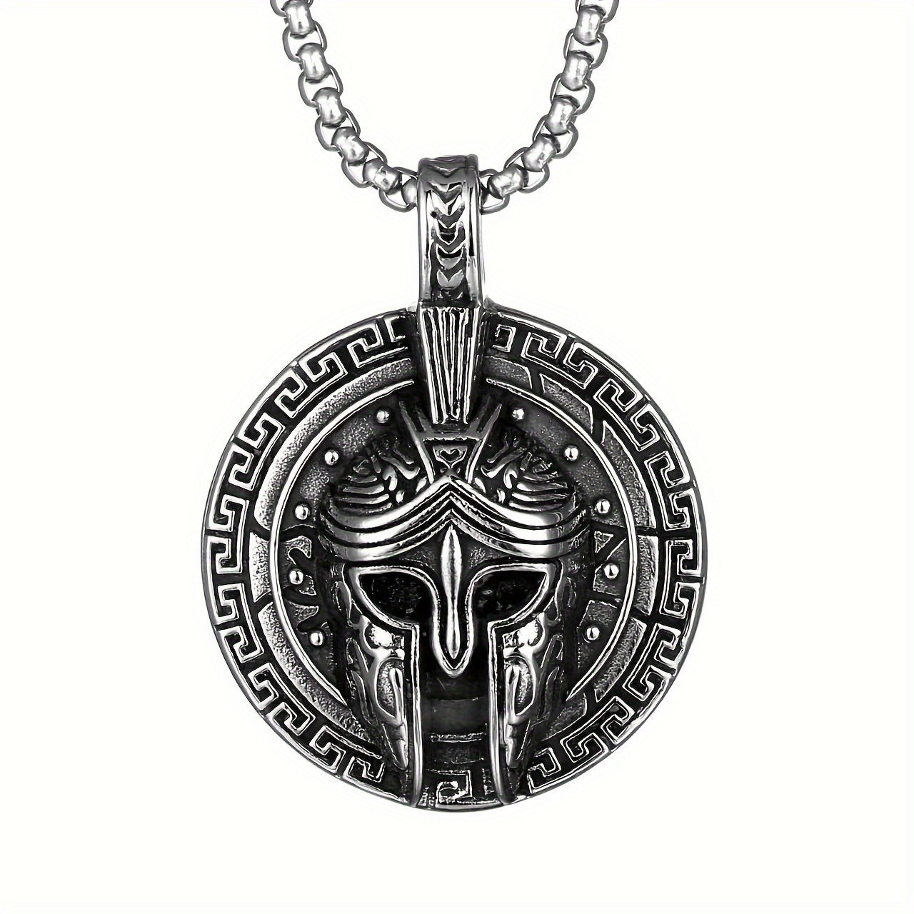 Stylish Spartan Mask Necklace for Men Stainless Steel Pendant Nightclub Wear
