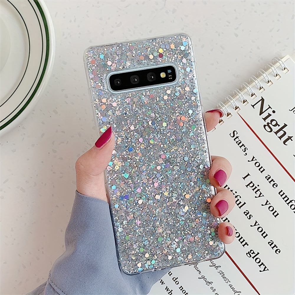 Rang-barang porloq glitter sequined TPU telefon qutisi Samsung Galaxy S10 S10 Plus uchun shokga chidamli tushishdan himoya