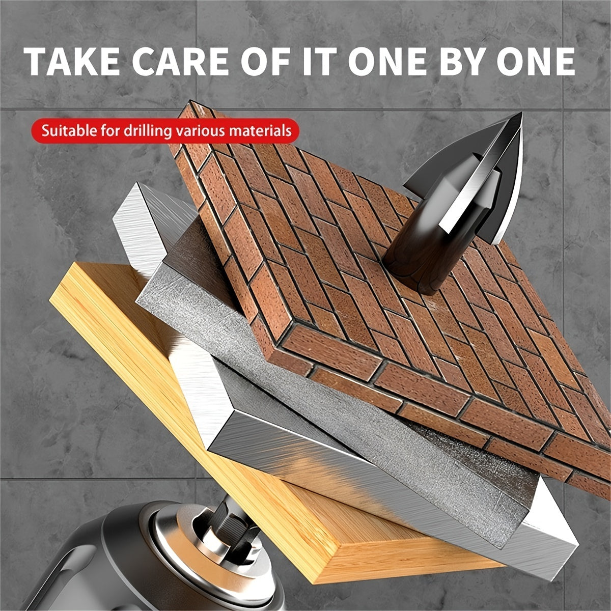 Steel Diamond Drill Bit for Ceramic Tile and Concrete, 4-Edged, Dry Drilling