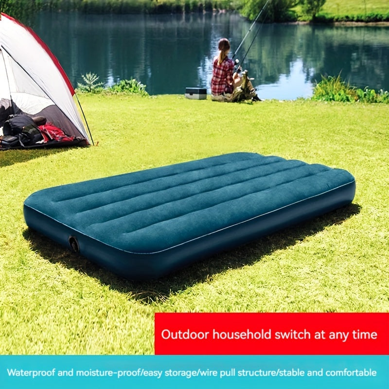 Inflatable Air Mattress Waterproof PVC Nylon for Camping Hiking Office Naps Blue