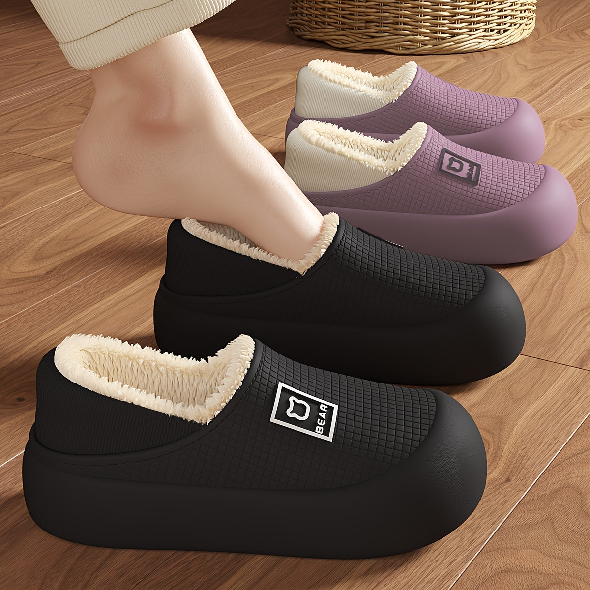 Women’s Slip-On Indoor Outdoor Slippers Cushioned EVA Non-Slip Black White Purple