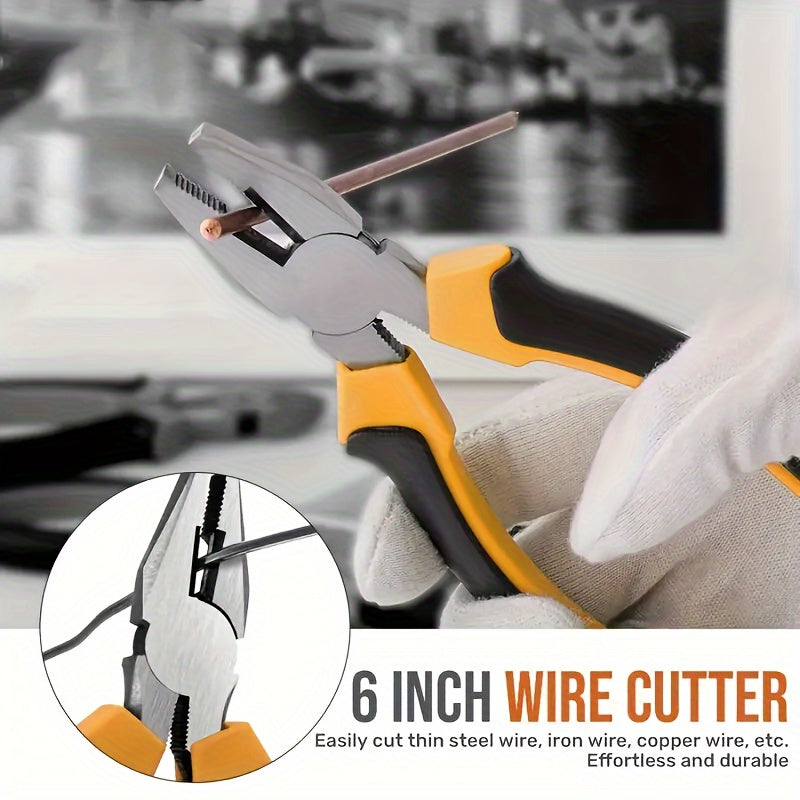 24-Piece Home Repair Tool Kit with Carbon Steel Pliers Wrench Hammer Screwdriver in Yellow Case