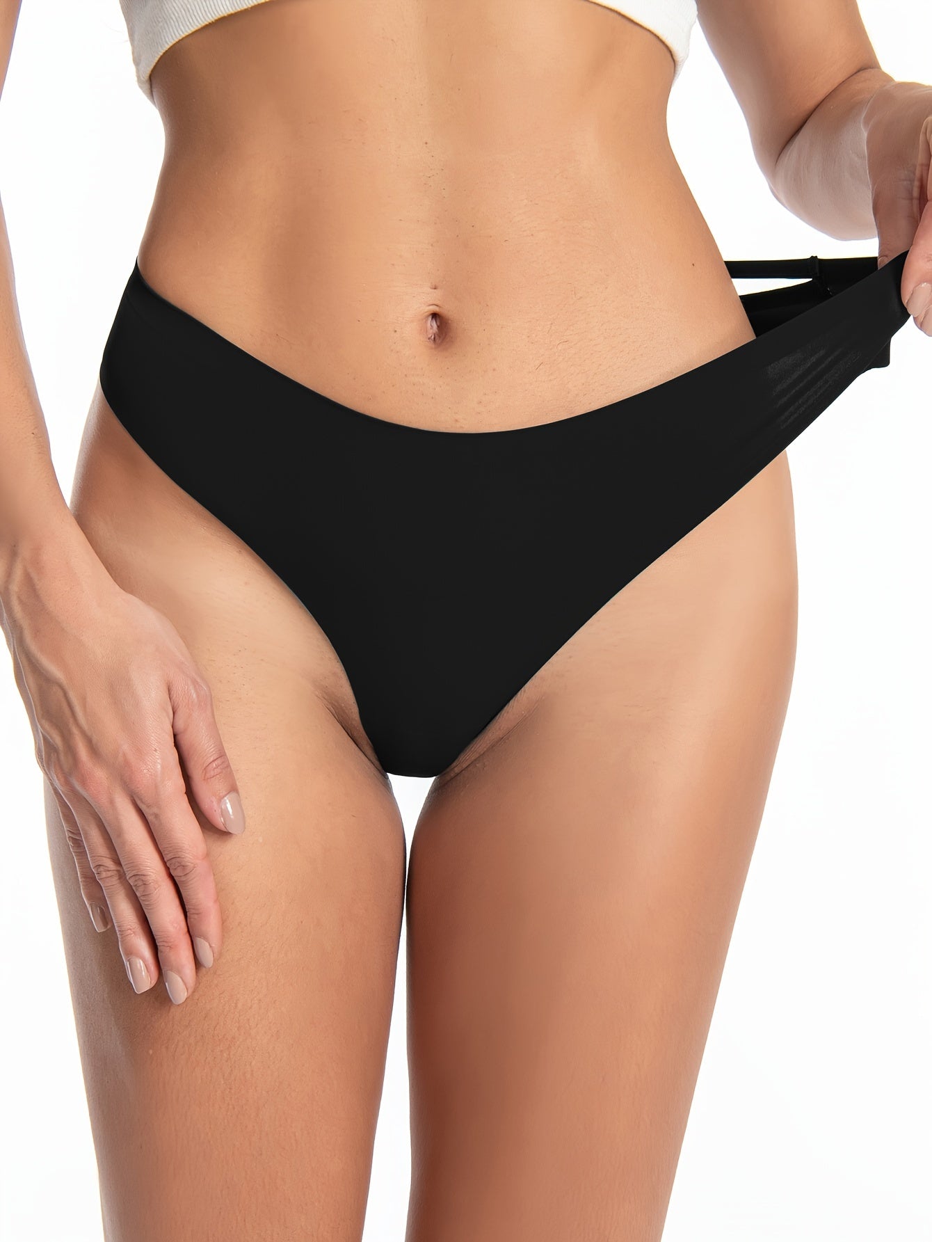 Women's Seamless Breathable Solid Color Thongs Set of 5