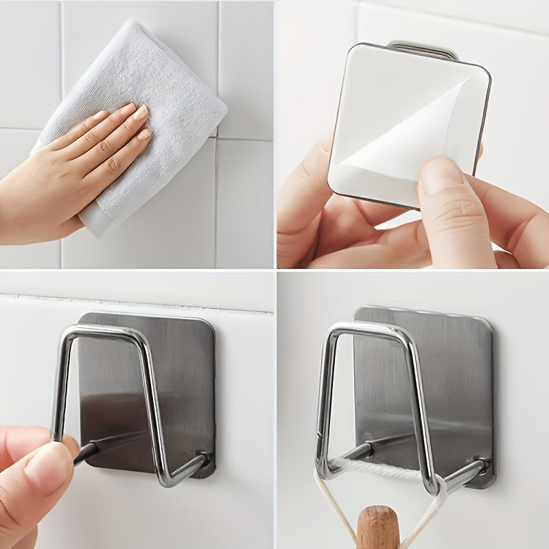 Organizador de fregadero de acero inoxidable para pared para cocina y baño con ganchos