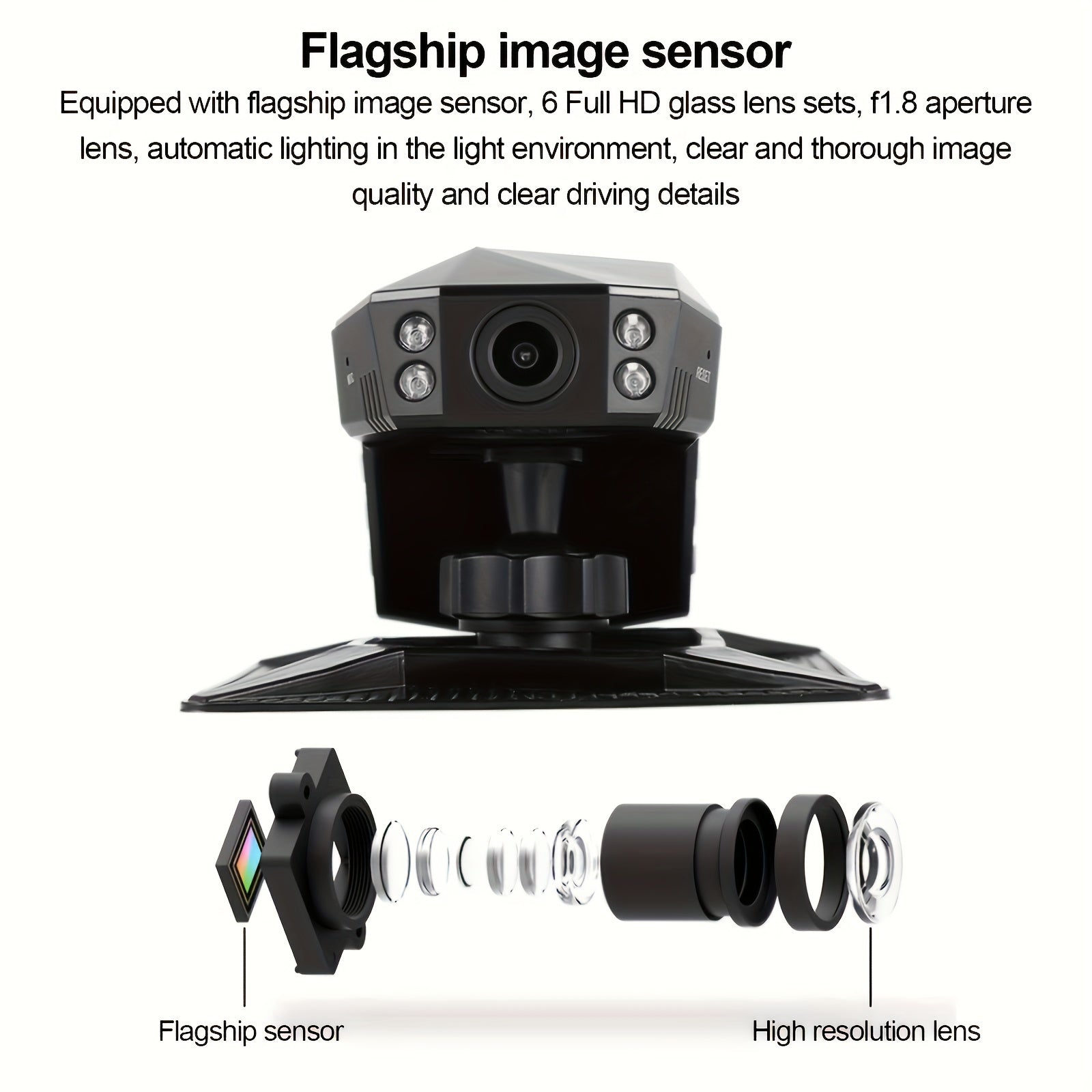 Car Dashboard Camera No Installation 2-Inch Screen HD Night Vision