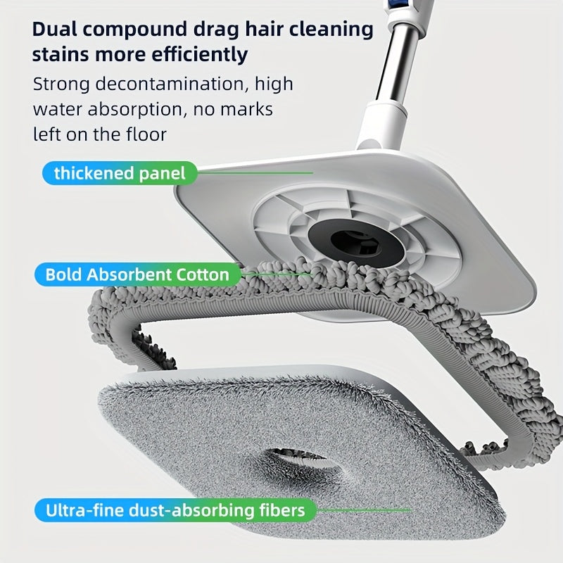 Stainless Steel Spin Mop and Bucket Set with Rotary Mop for Home and Car Cleaning