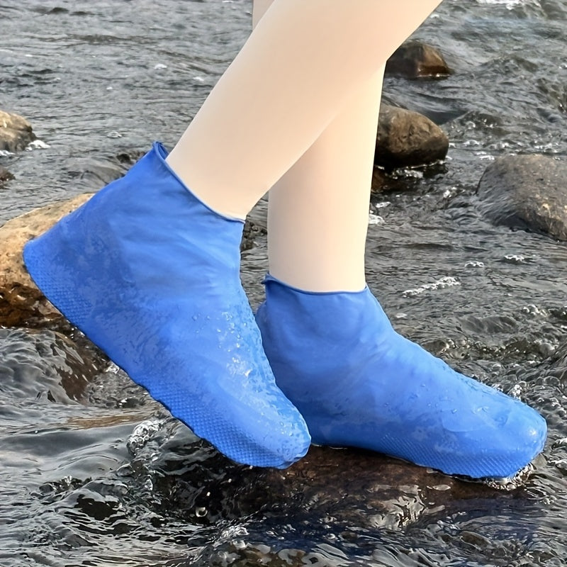 Unisex Waterproof Latex Rain Boots Shoe Covers Reusable Durable Multiple Colors