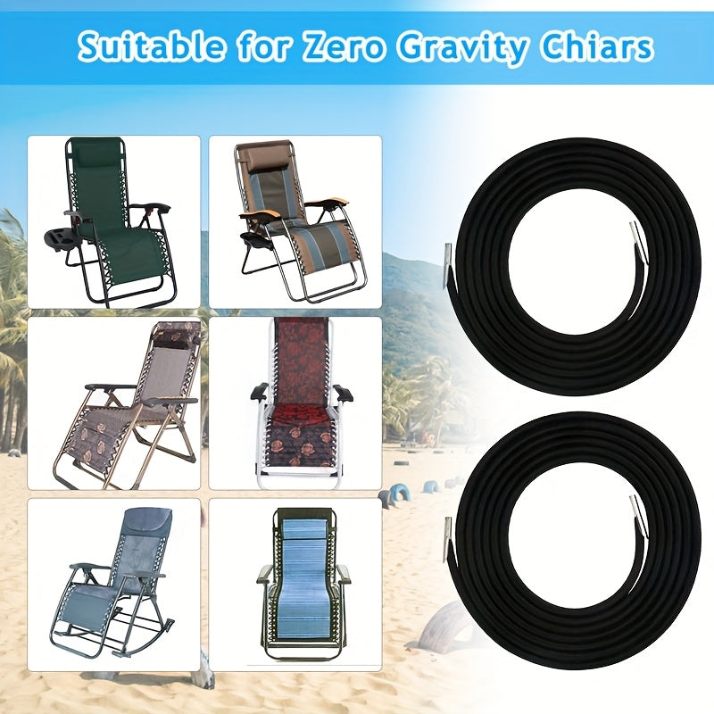 Black Binding Rope Set for Recliner Replacement, 2 Long and 2 Short Ropes